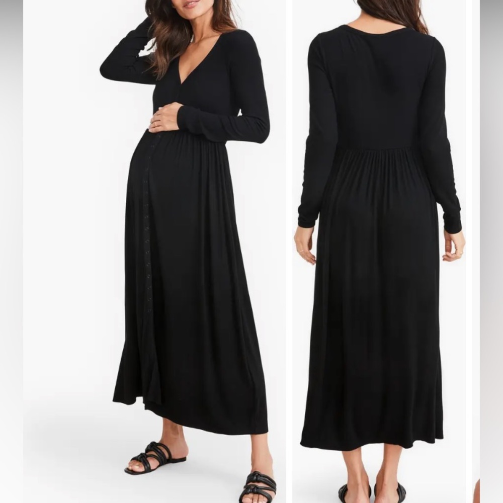 HATCH The Softest Rib Long Sleeve Maternity/Nursing Maxi Dress